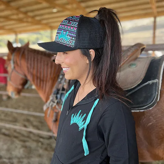 Best Ever High Ponytail Aztec Print Ladies' Trucker Cap
