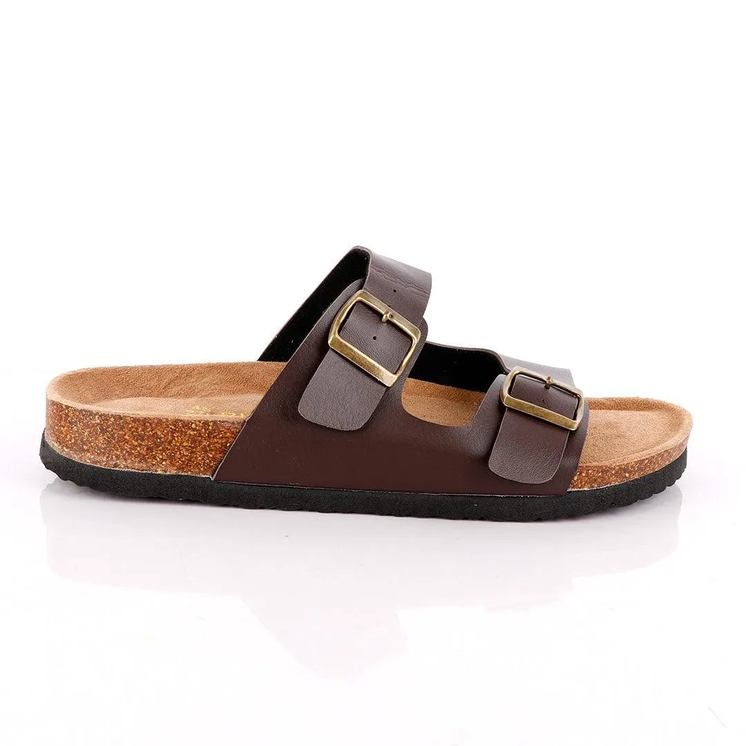 Big Brave 'Birkenstock' Arizona Footbed Double-Strap Sandal Slippers-Brown