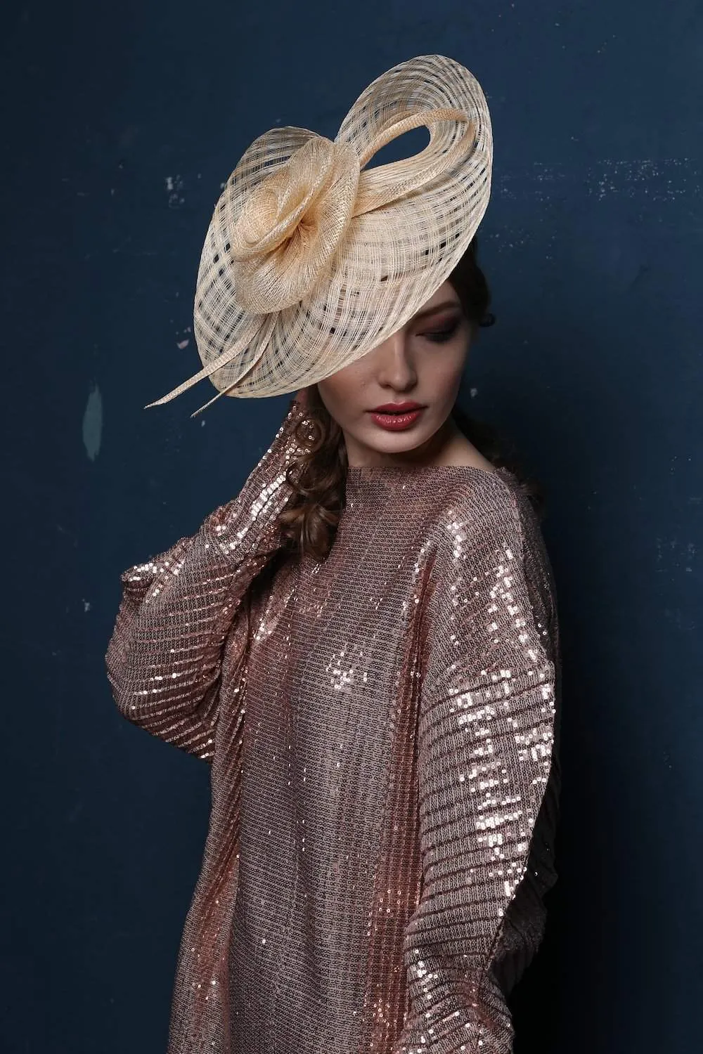 Exquisite Sinamay Fascinator Derby Hat for Women with Golden Flower