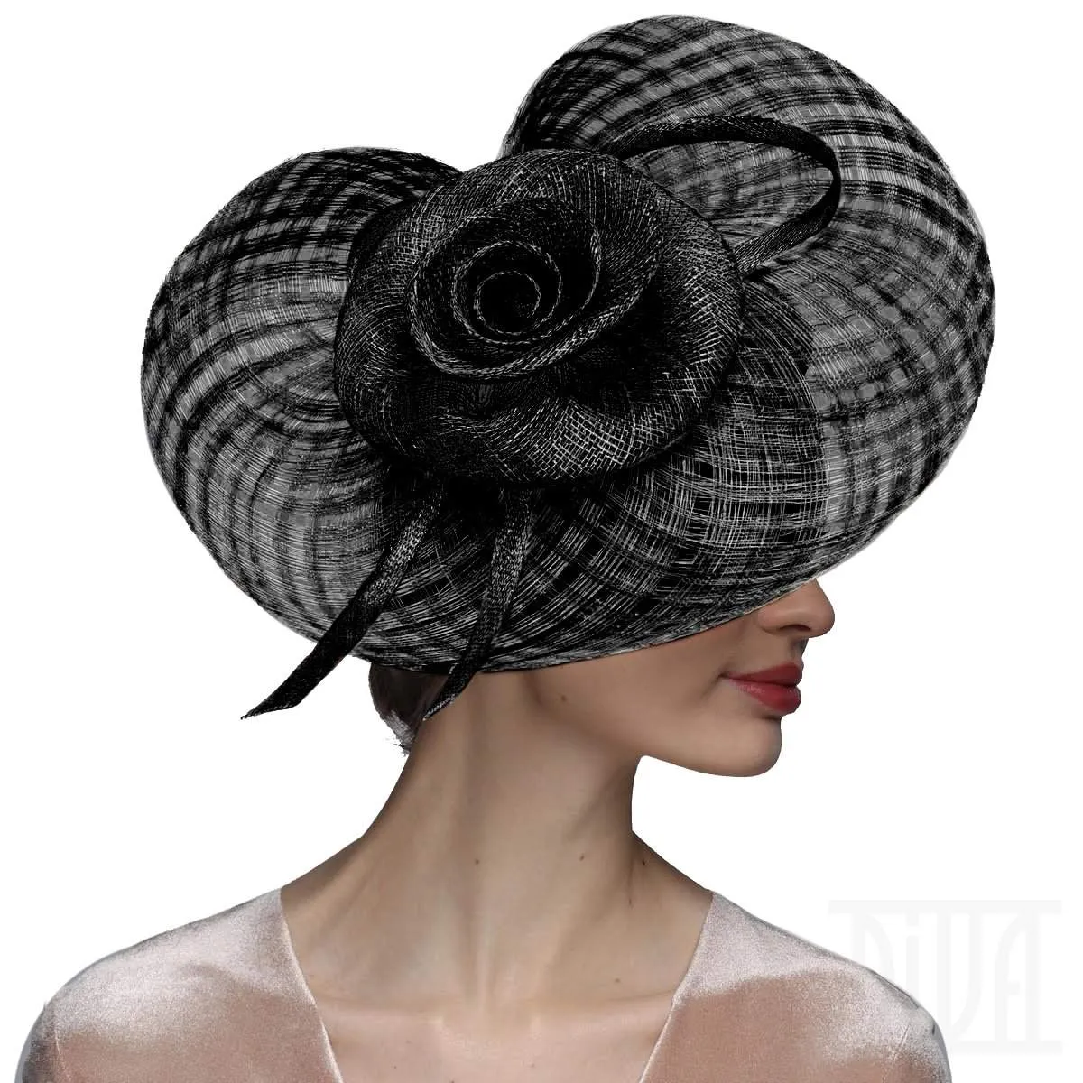 Exquisite Sinamay Fascinator Derby Hat for Women with Golden Flower
