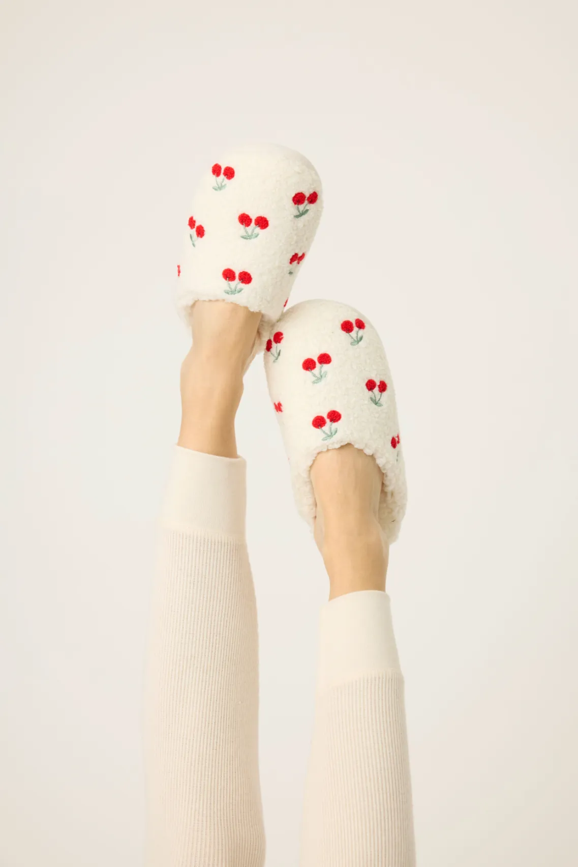 Fun Ivory Slippers  in Cherry