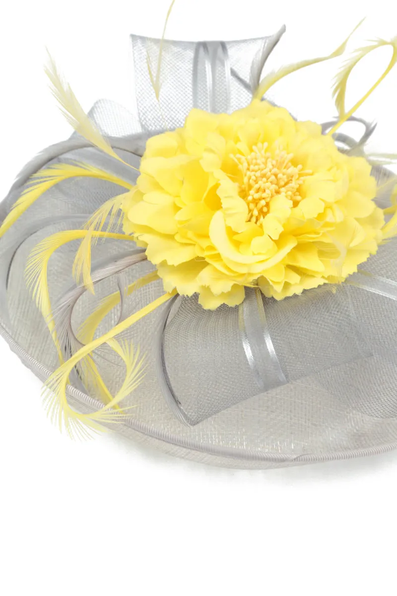 Grey Yellow Fascinator Hat