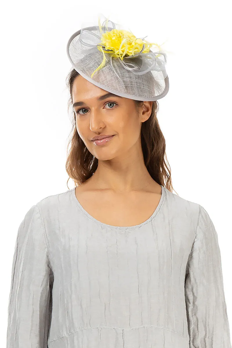 Grey Yellow Fascinator Hat