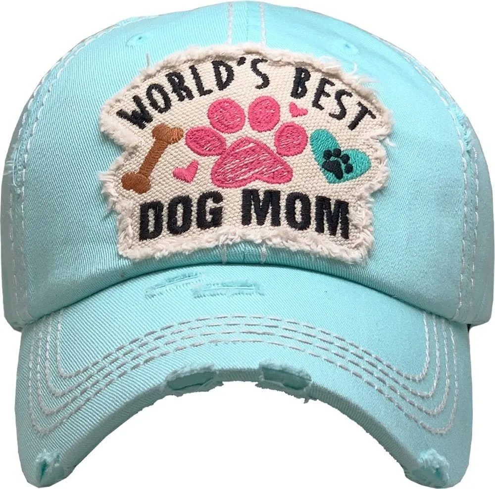KBV1362 "World's Best Dog Mom" Vintage Washed Baseball Cap
