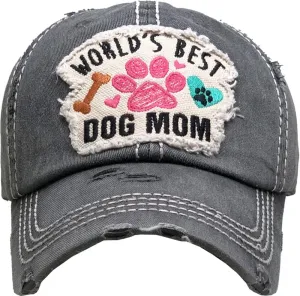 KBV1362 "World's Best Dog Mom" Vintage Washed Baseball Cap