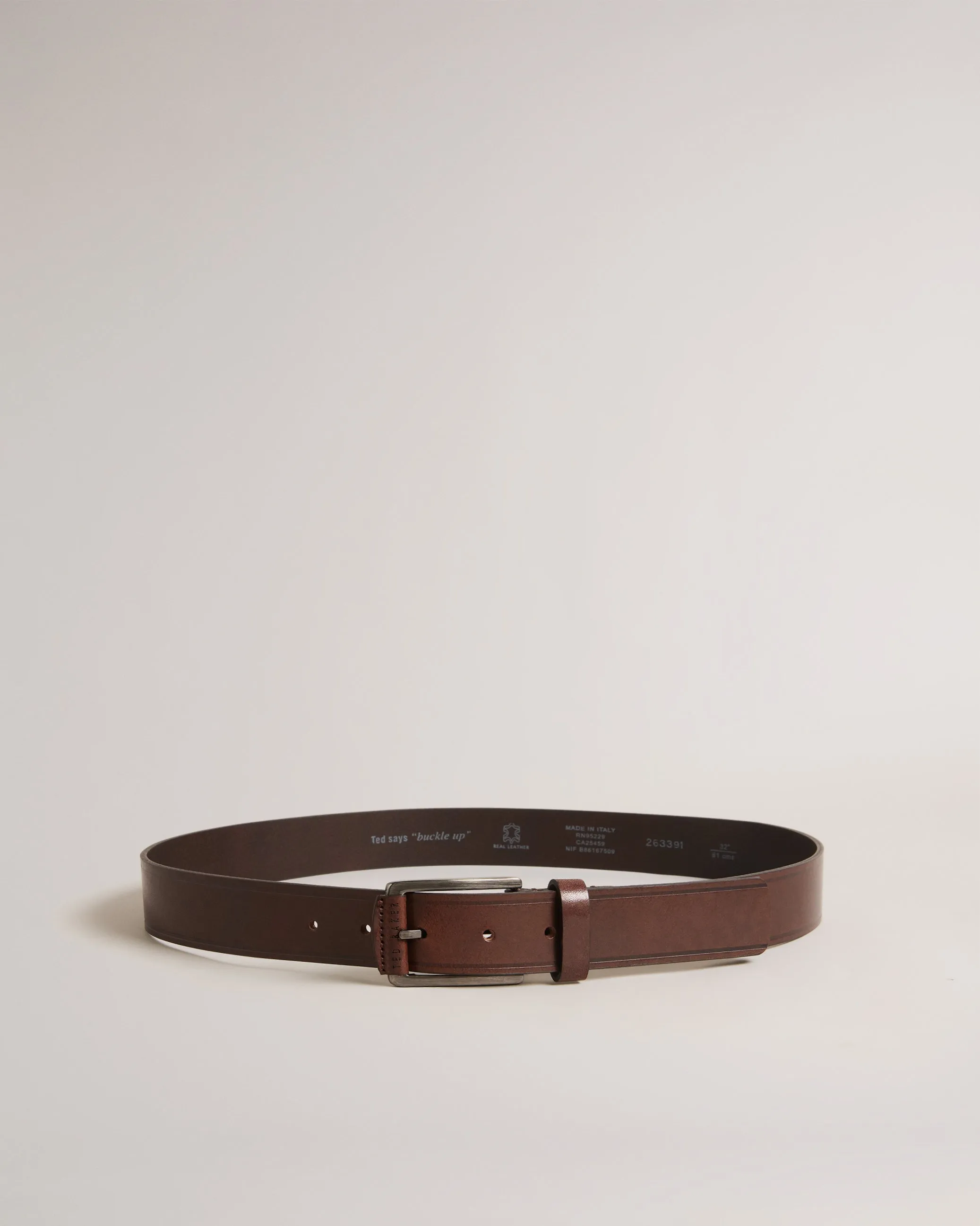 Linded Embossed Leather Belt Brn-Choc