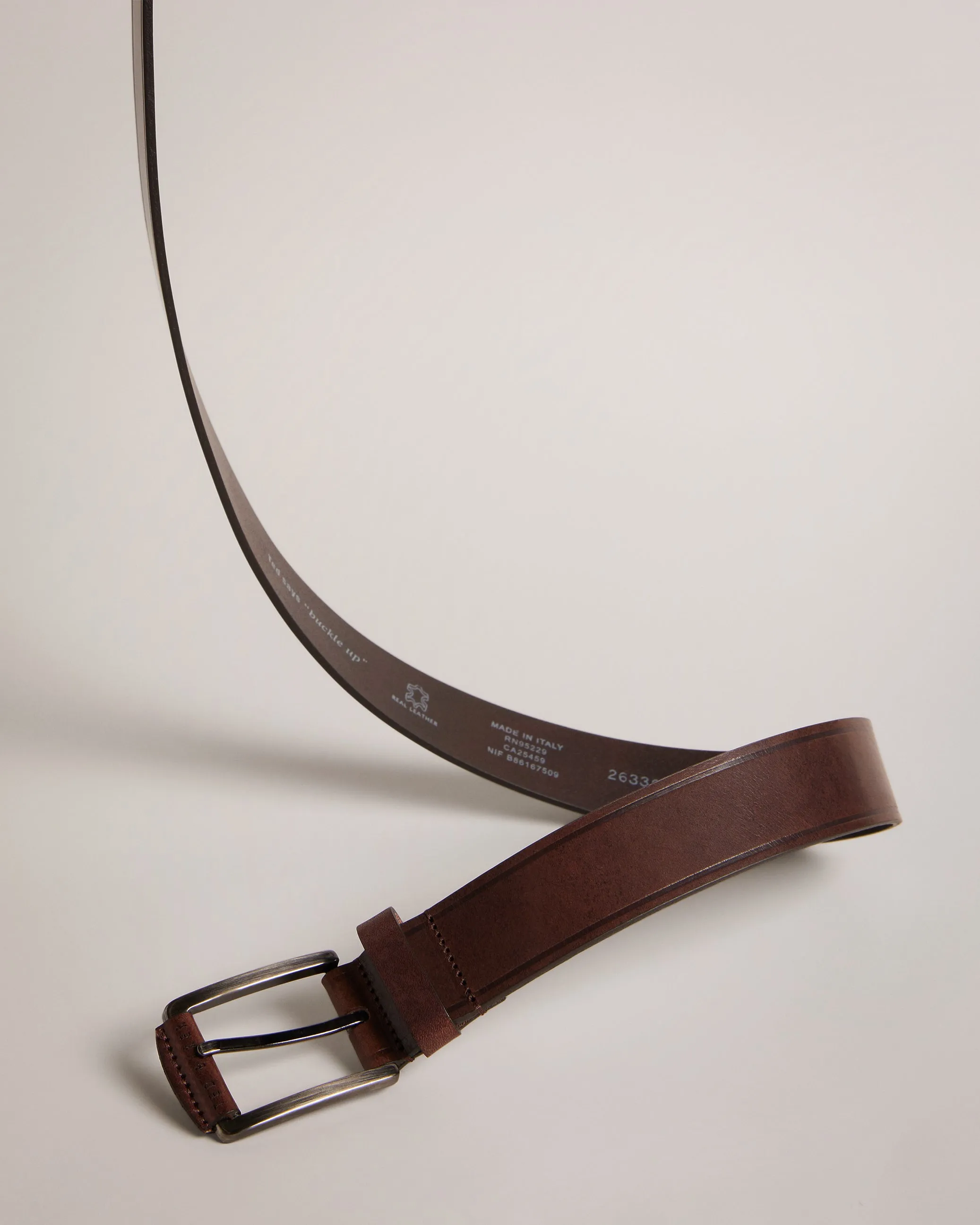 Linded Embossed Leather Belt Brn-Choc