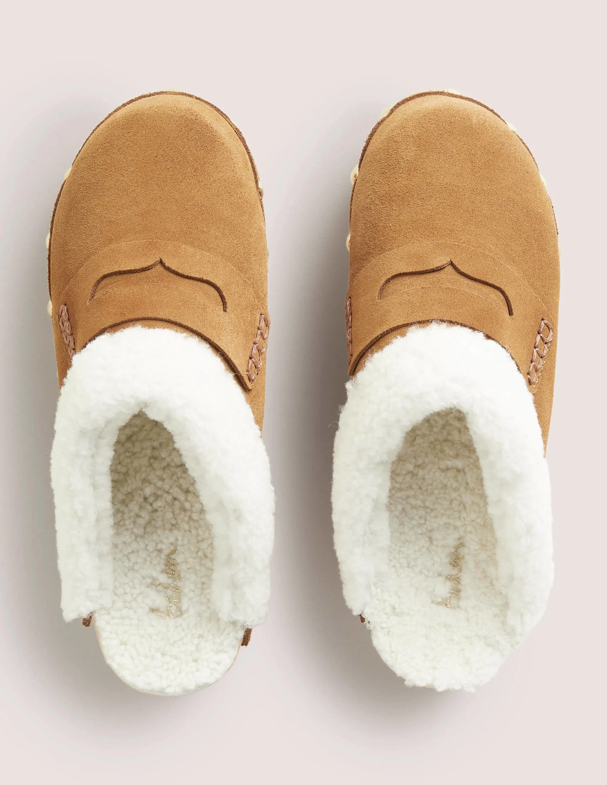 Shearling Lined Clogs-Golden Brown