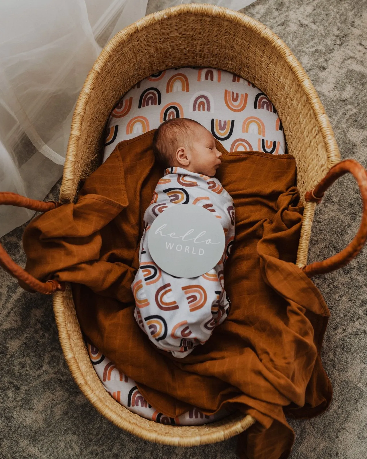 Sunset Rainbow | Baby Jersey Wrap   Beanie Set